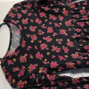 Old Navy Black and Pink Floral Kids Dress